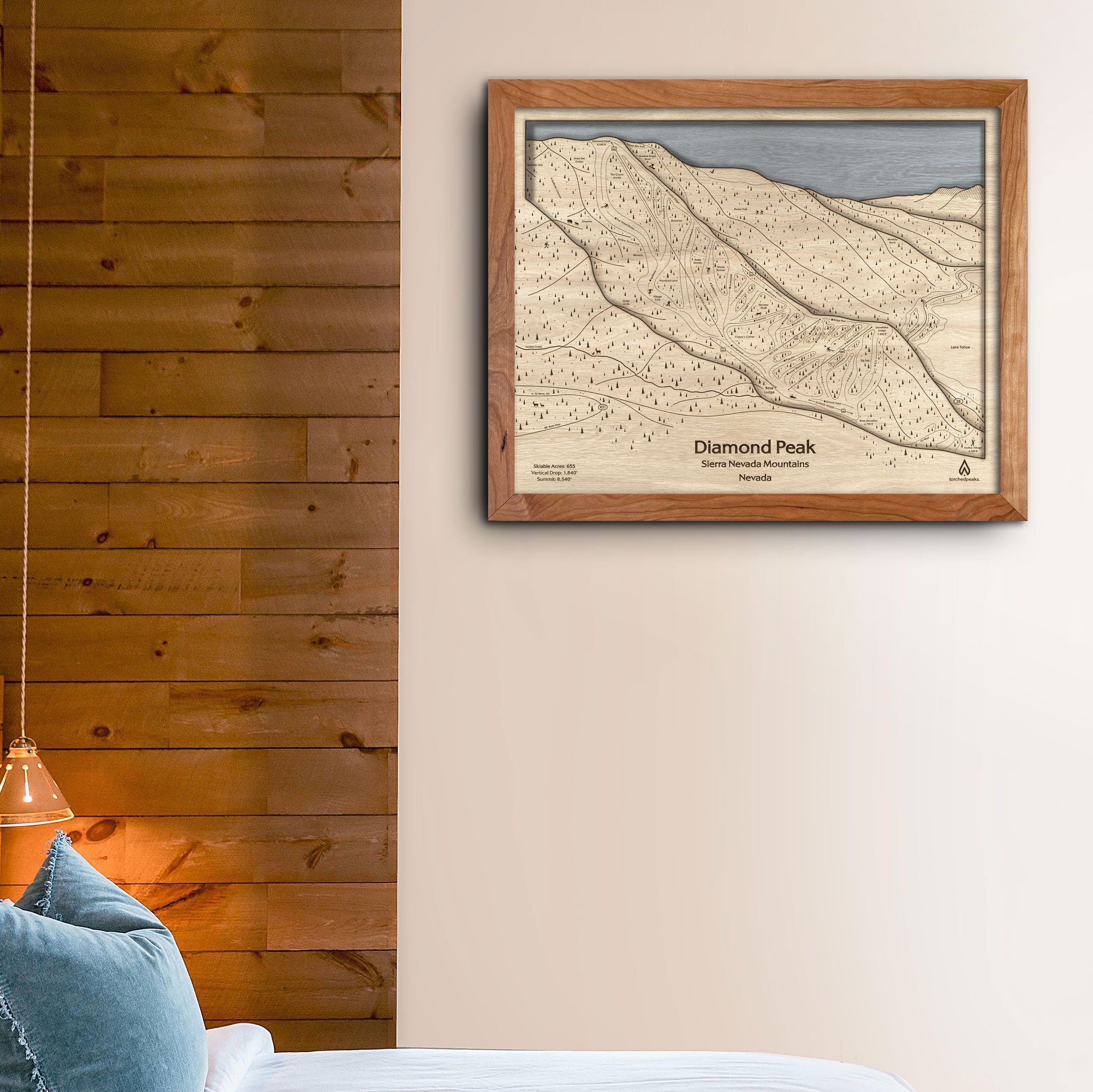 Diamond Peak NV Ski Trail Map, 3D Wood Mountain Art