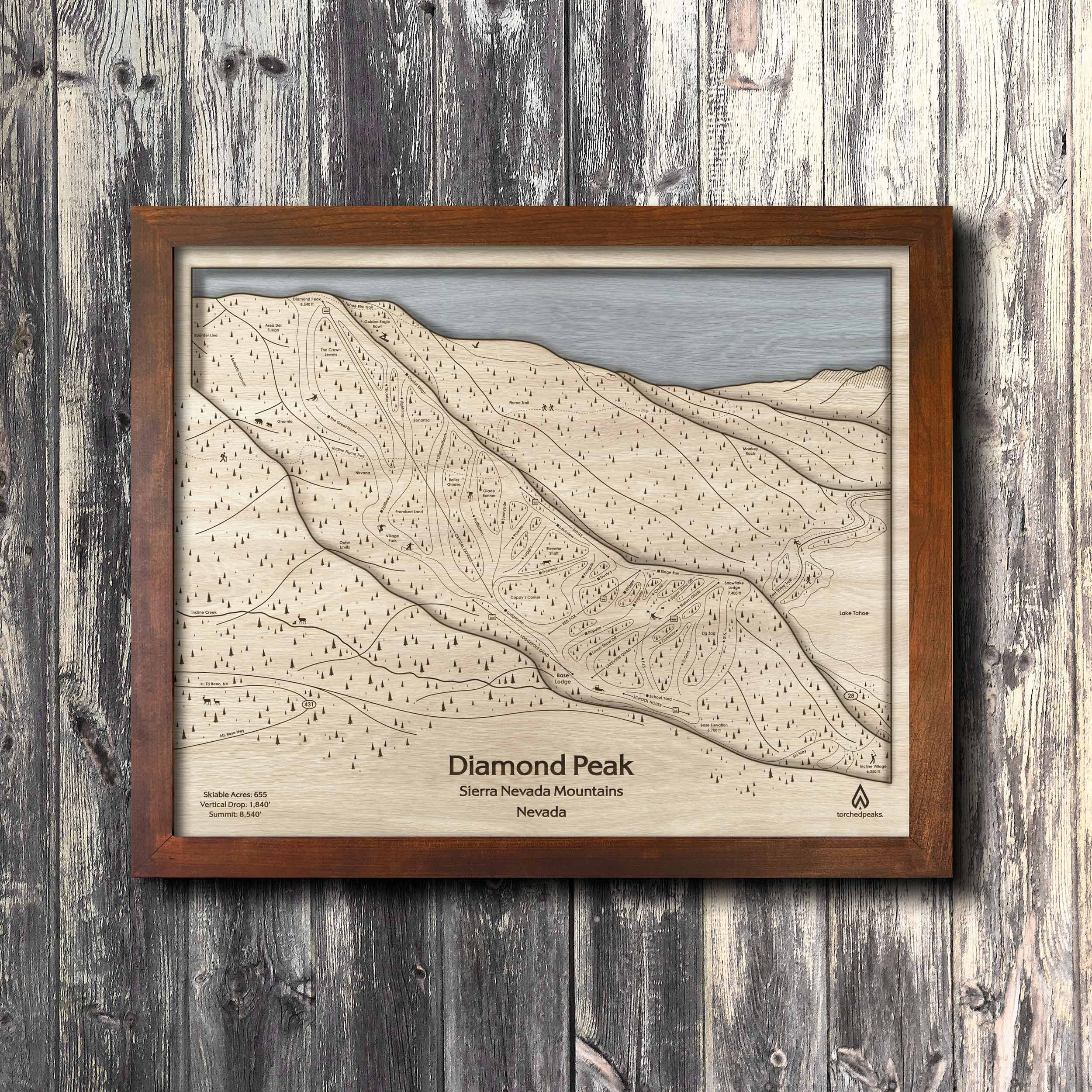 Diamond Peak NV Ski Trail Map, Lake Tahoe Themed Gifts