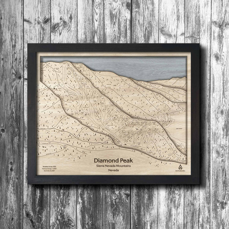 Diamond Peak NV Ski Trail Map, Skiing Poster, Cabin Decor