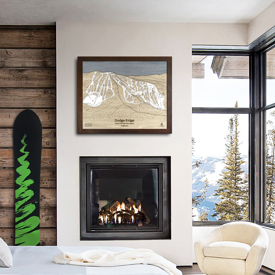 Dodge Ridge CA Ski Trail Map | 3D Wood Map of Dodge Ridge Ski Resort
