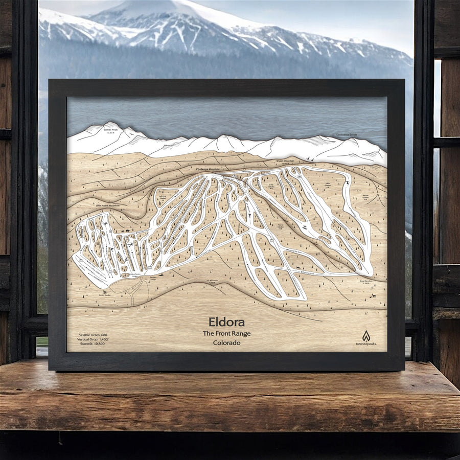 Eldora Mountain Wooden Ski Map, Eldora Ski Map