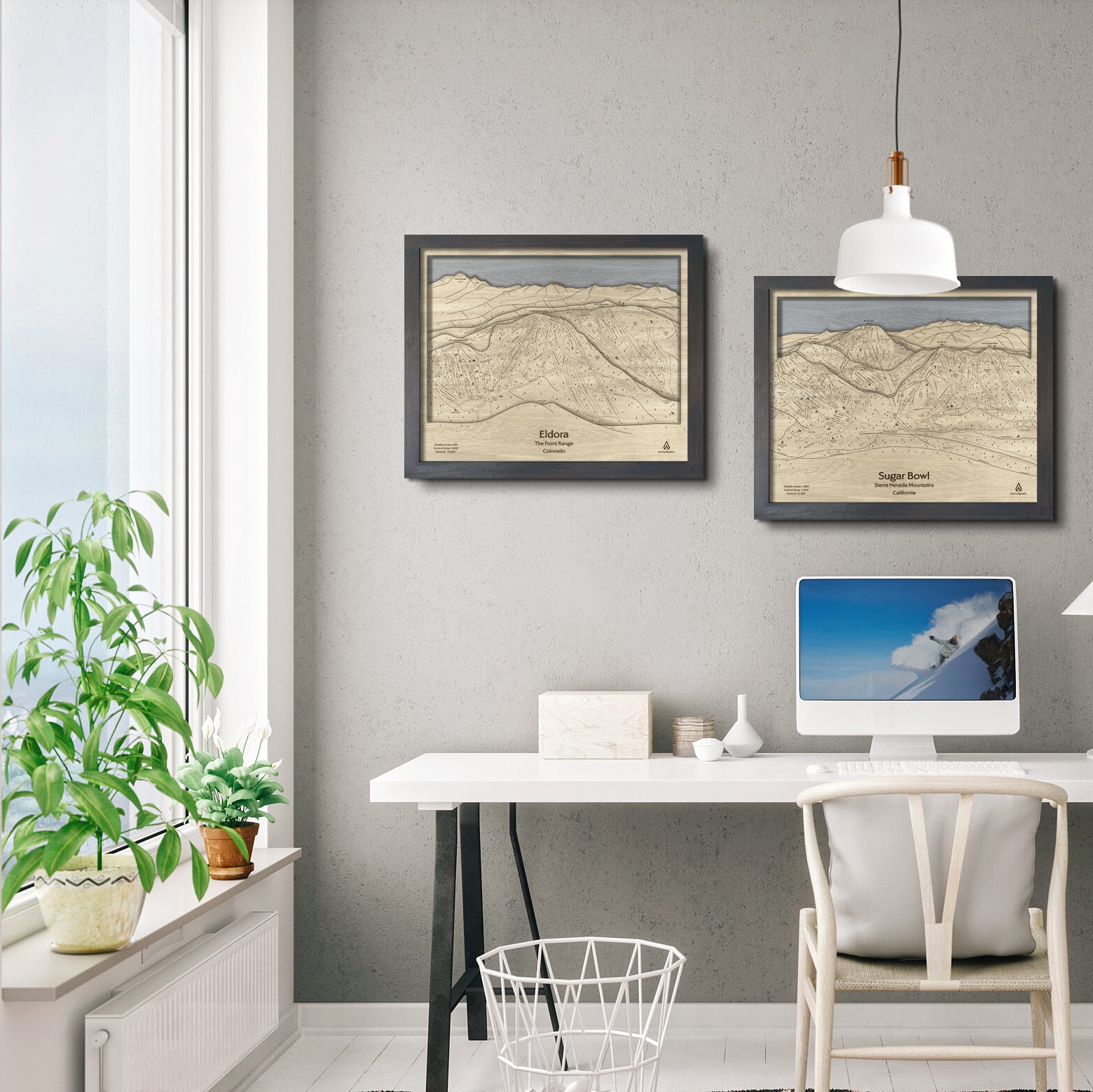 Eldora Mountain Wooden Ski Trail Map Art,  Gifts for Skiers