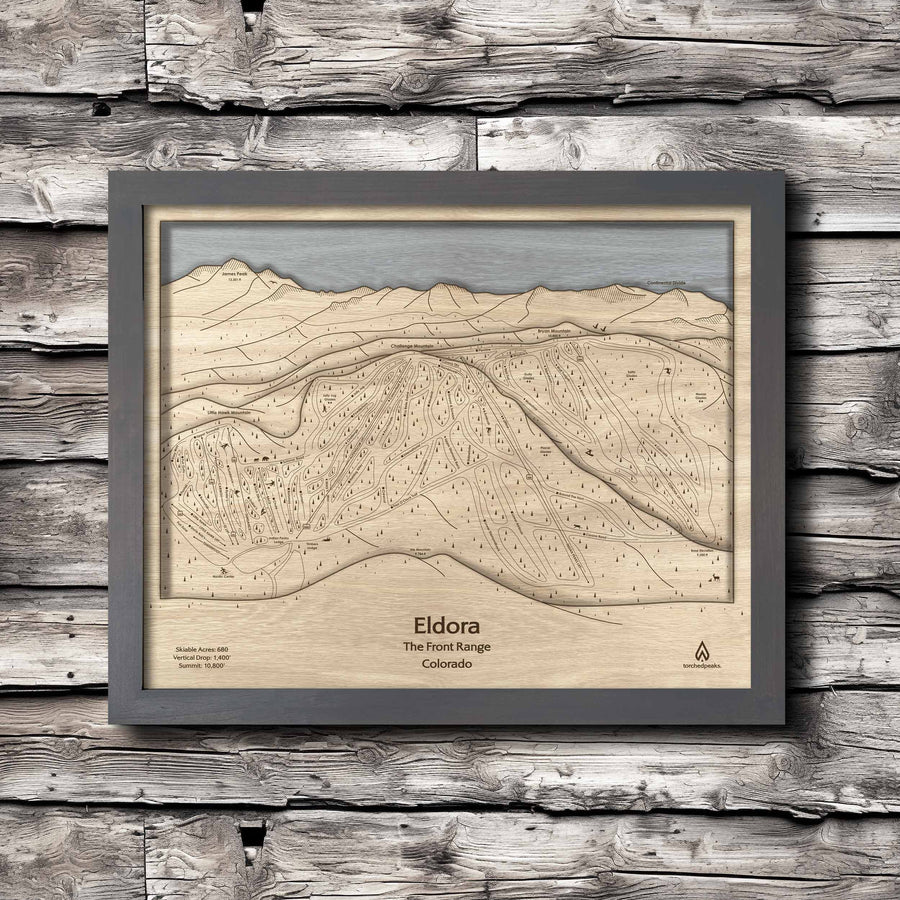Eldora Mountain Wooden Ski Trail Map Art, Skiing Art