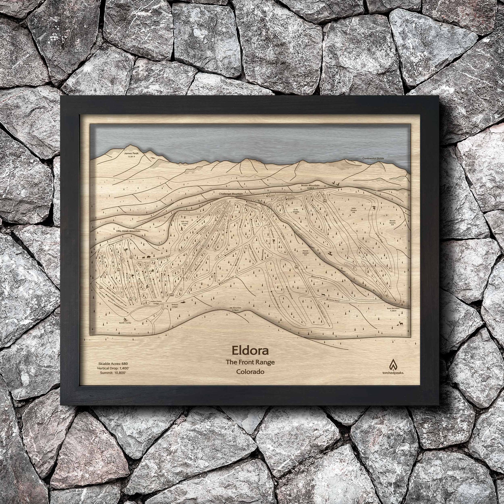 Eldora, Colorado Ski Trail Map Art | 3D Wood Map | Gift for Skiers