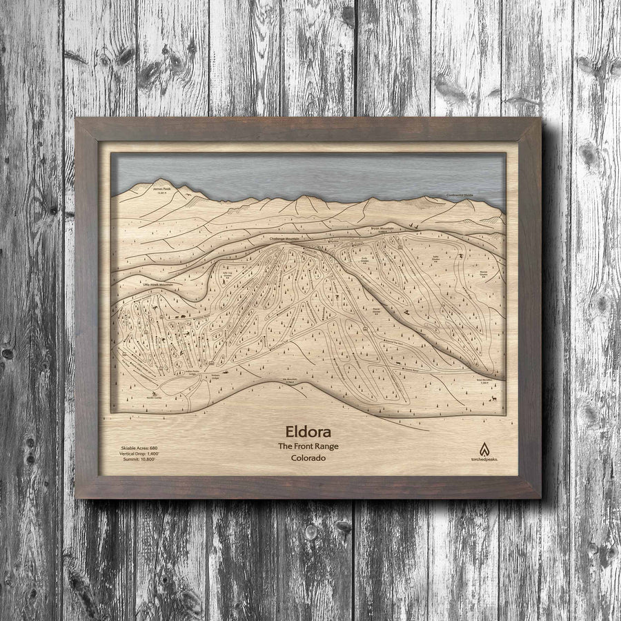 Eldora Mountain Wooden Ski Trail Map Art, Ski Resort Art