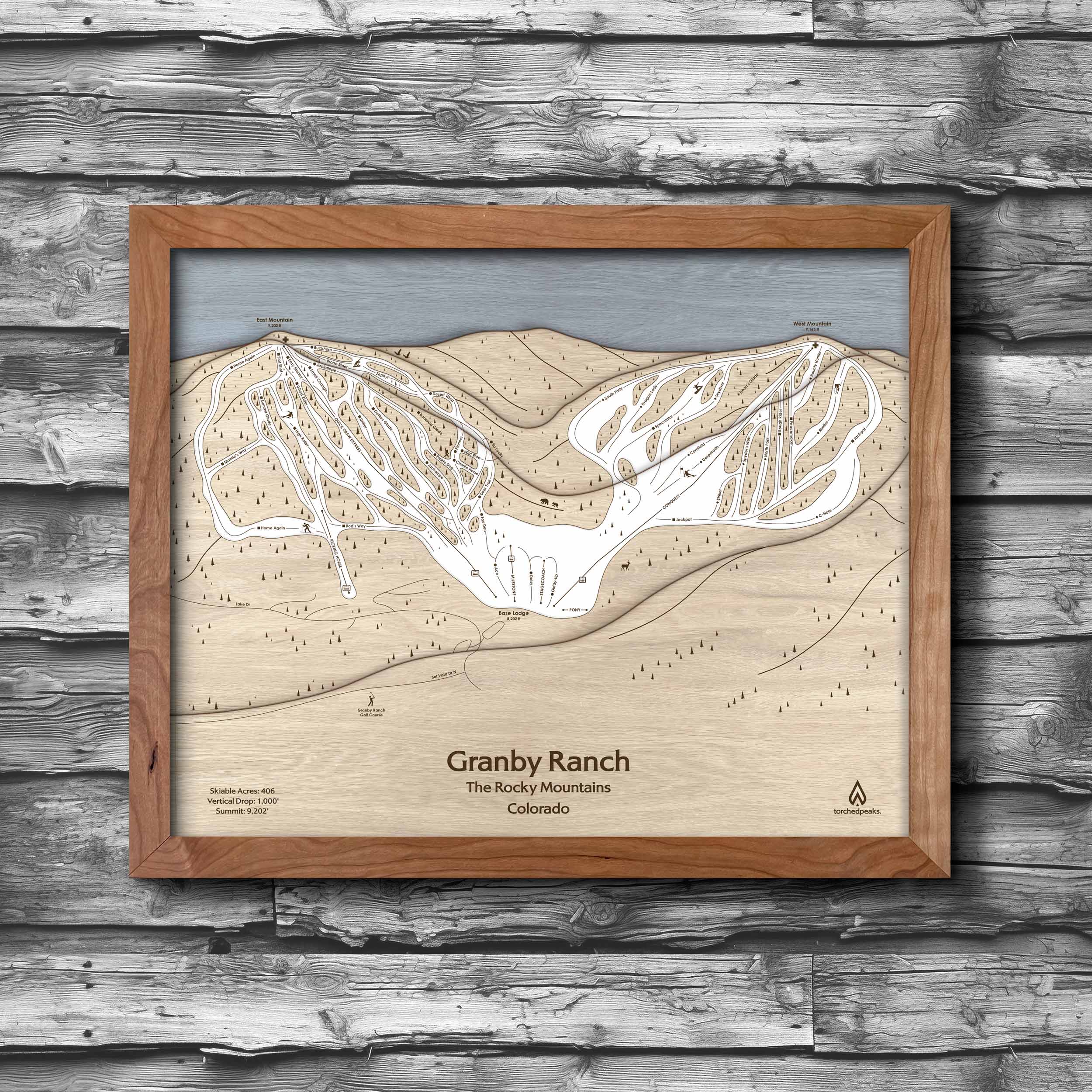 Granby Ranch Colorado Ski Resort Map, Skiing Art