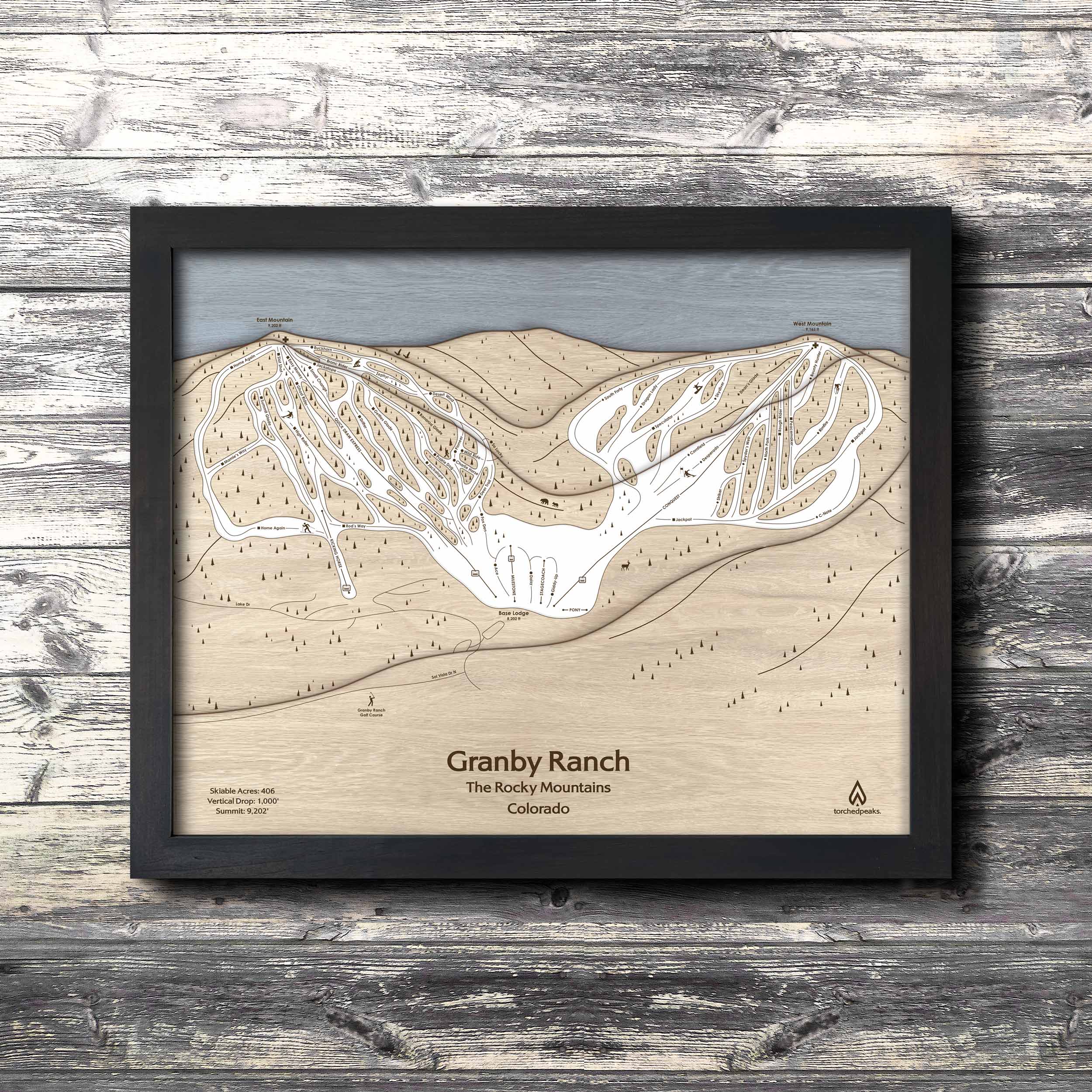 Granby Ranch Colorado Ski Resort Map, Framed Wall Art