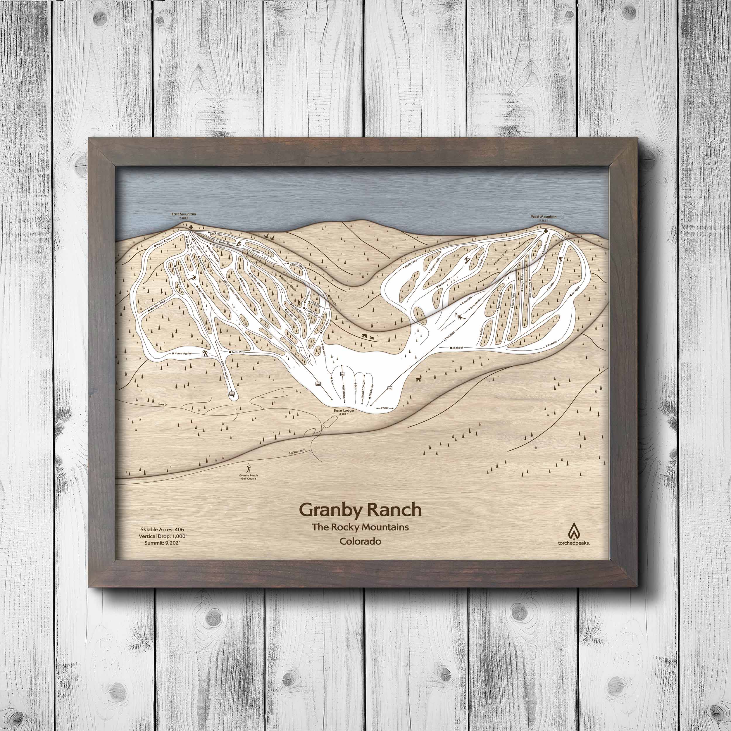 Granby Ranch Colorado Ski Resort Map, Slopes Mountain Art