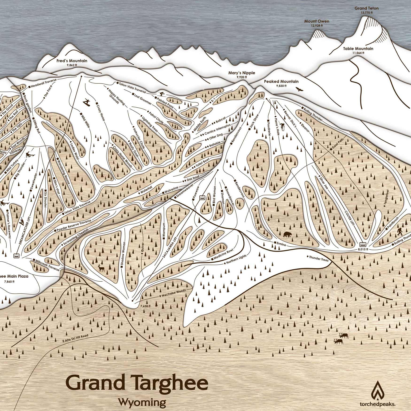 Grand Targhee Ski Trail Map | Ski Slope Mountain Art