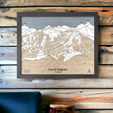 Ski Cabin Decor: 3D Wood Wall Map of Grand Targhee Ski Mountain