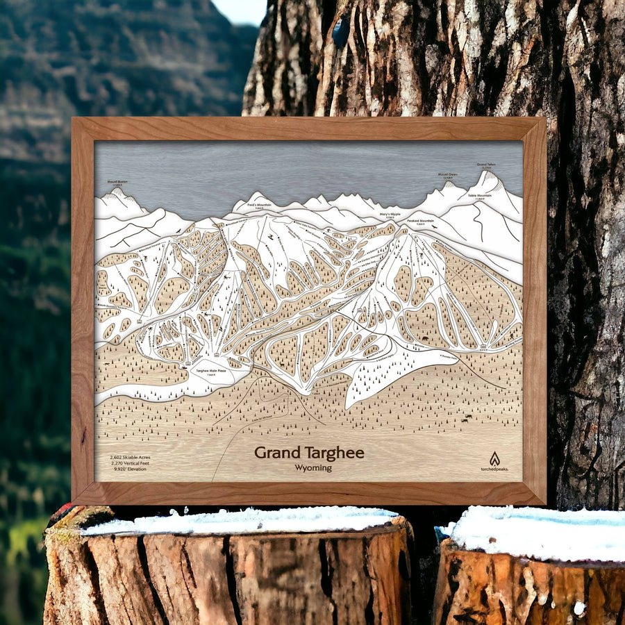 Ski House Decor: Wooden Map of Grand Targhee Ski Resort in Wyoming