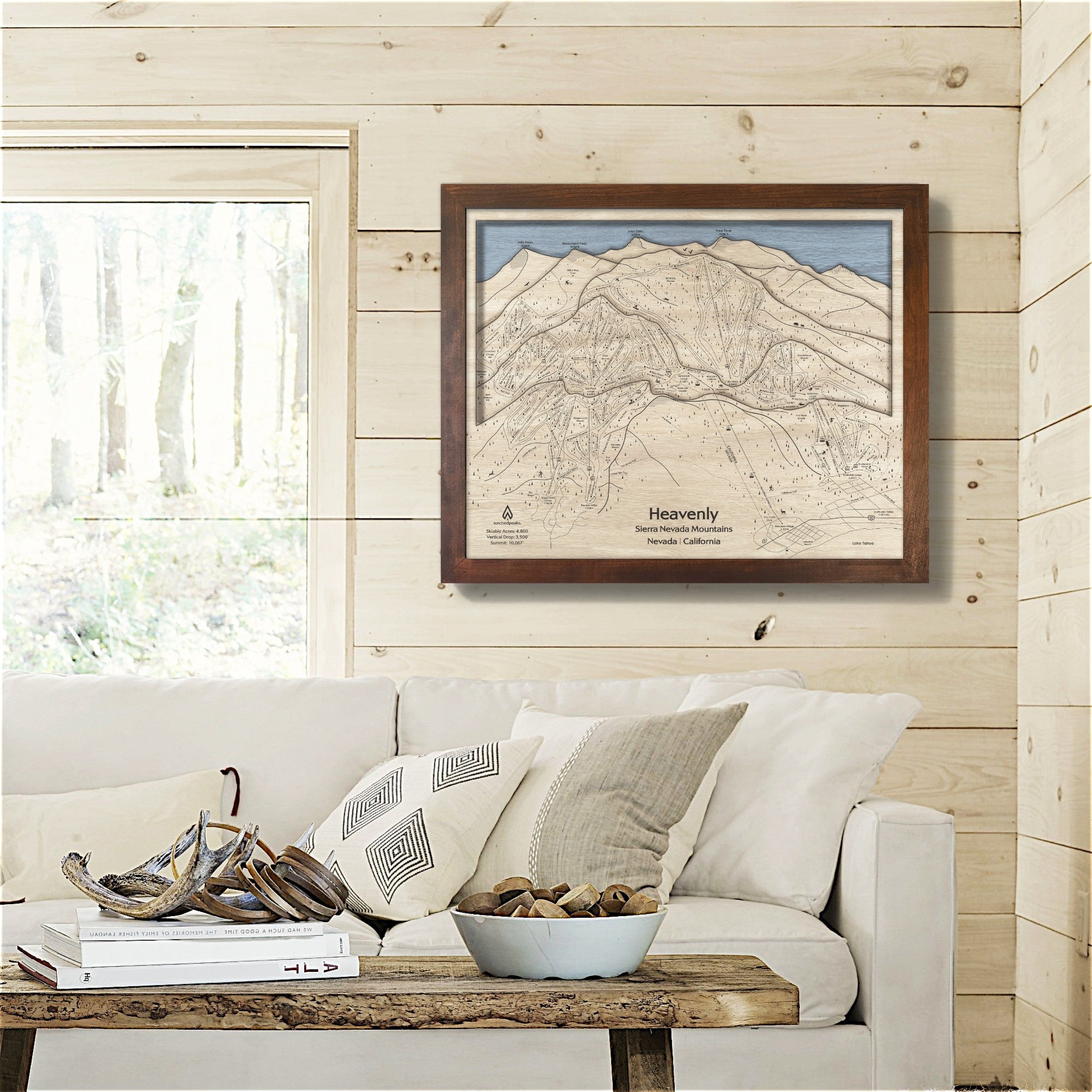 Heavenly Mountain Wooden Ski Map Art
