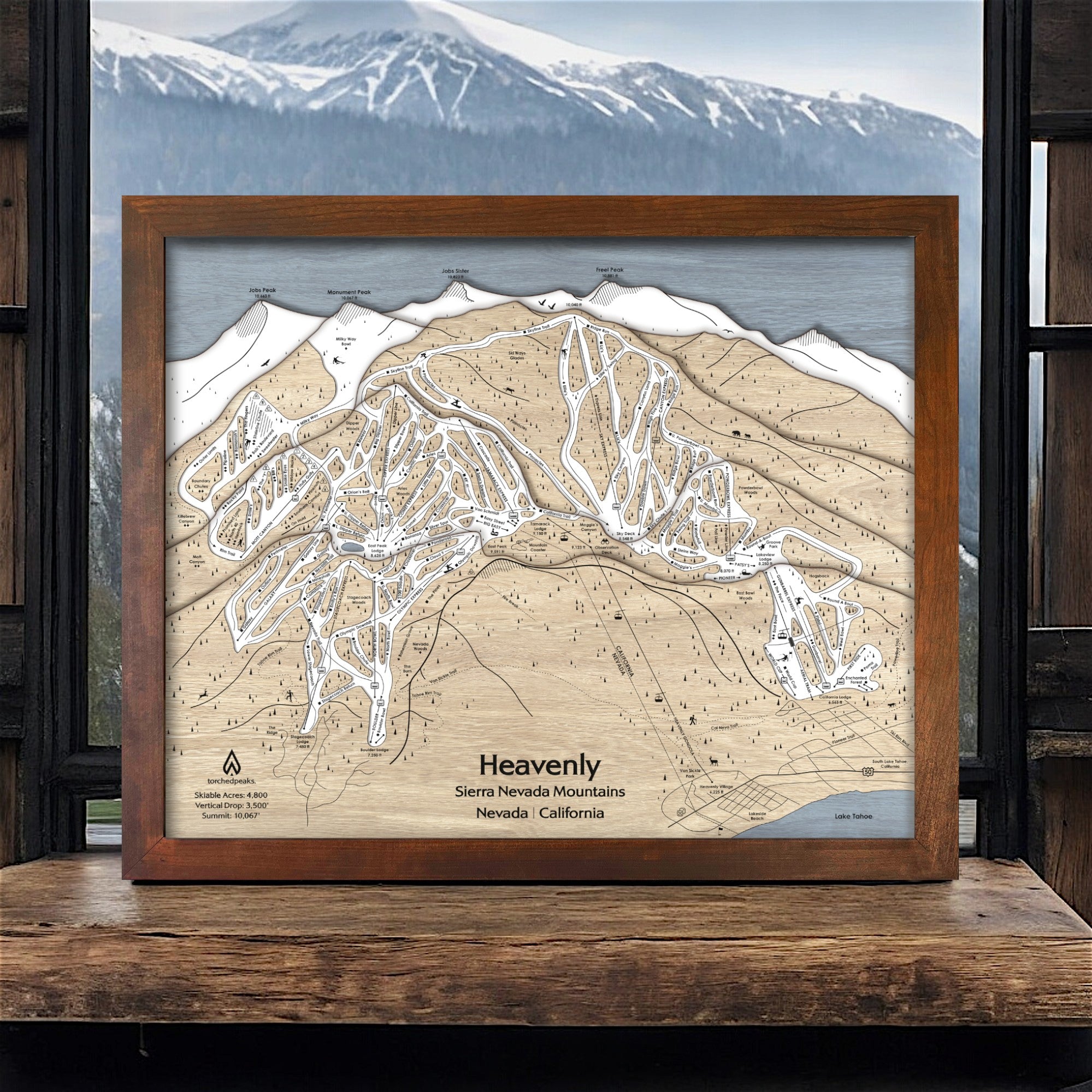 Heavenly Mountain Ski Resort Trail Map, Skiing Wall Art
