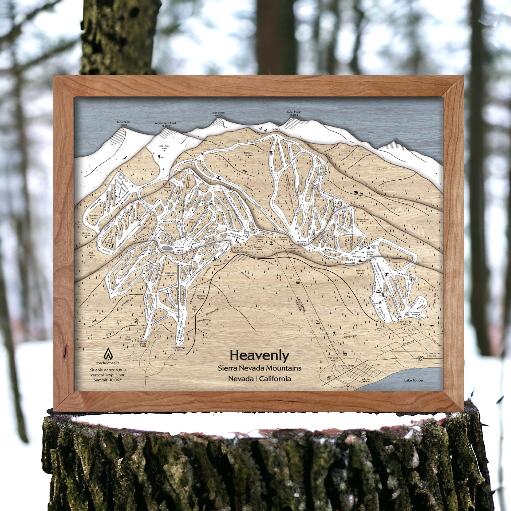 Heavenly Ski Resort Map, Wall Art, Skiing Decor