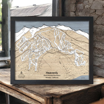 Heavenly Mtn Ski Trail Map, Laser-cut map, Skiing Art, Ski  Home Decor