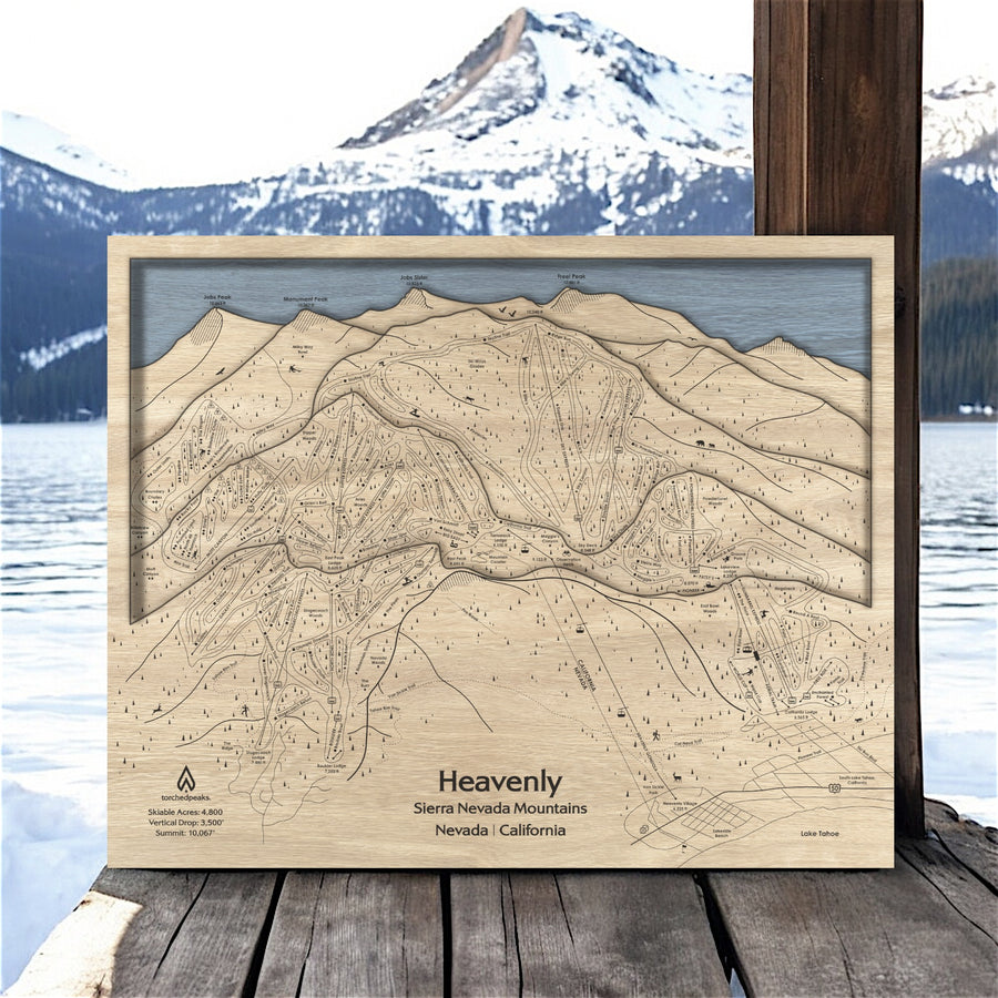 Heavenly Mountain Ski Resort Map Wall Art, 3D Wood Ski Map