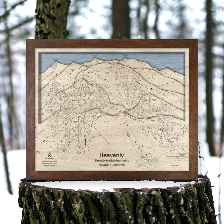 Heavenly Mountain Lake Tahoe Map, Slopes Mountain Art,  Lake Tahoe Art