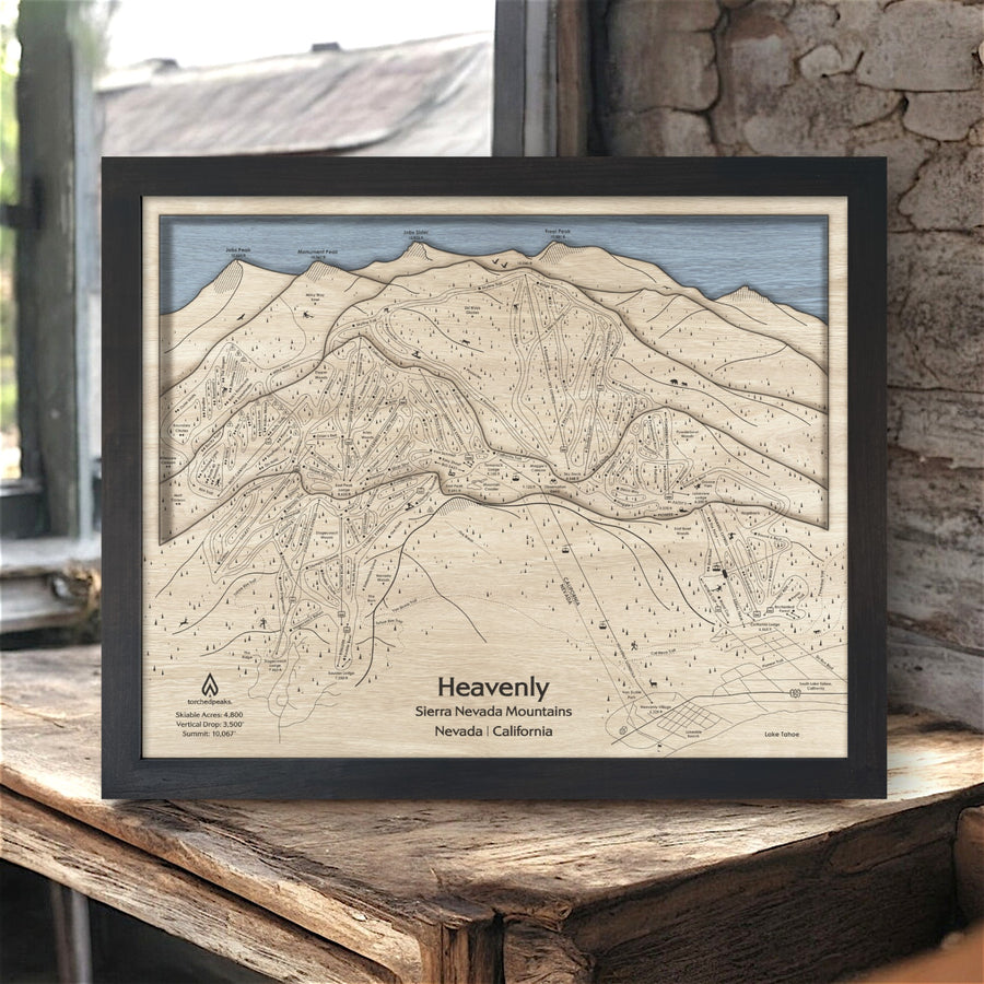 Heavenly Mountain 3D Wood Ski Map