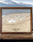 Holiday Valley Map, Skiing Decor, Torched Peaks, Mountain Art, Ski Art