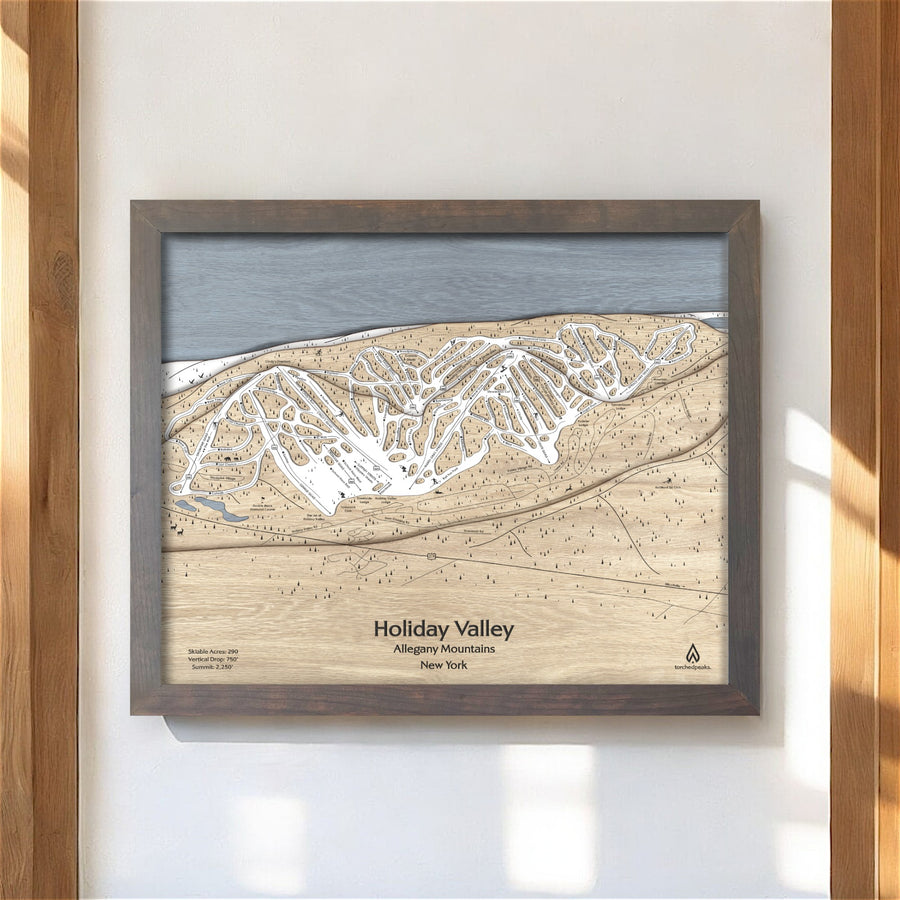 Holiday Valley Ski Map Art, Wall Map, Ski Decor, Skiing Gift