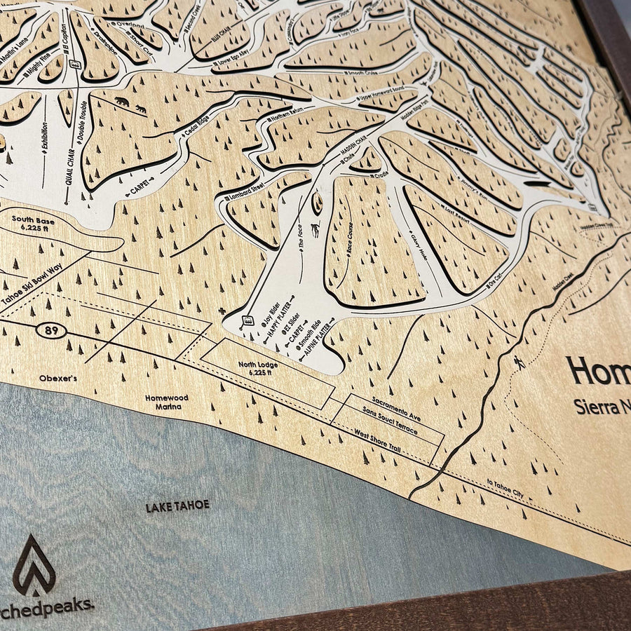 Homewood Mountain Ski Trail Map, Skiing Wall Art by Torched Peaks