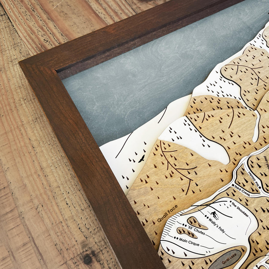 Homewood Mountain Map, Framed Skiing Wall Art, 3D Wood Map