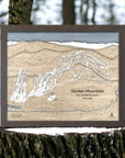 Hunter Mountain 3D Wood Ski Trail Map, Framed Ski Map