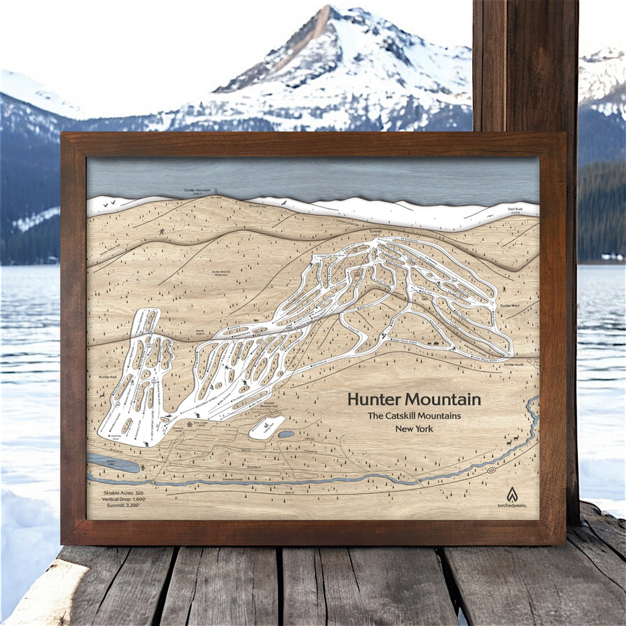 Hunter Mountain NY Ski Resort Map, Skiing Wall Art