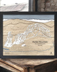 Hunter Mountain Skiing Map, Carved Wood Map of Hunter Mountain Ski Trails