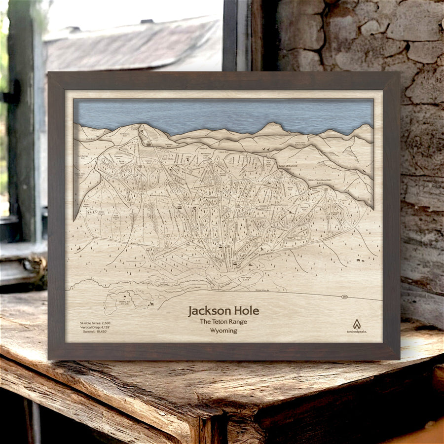 Jackson Hole Ski Map, Jackson Hole framed Skiing Art