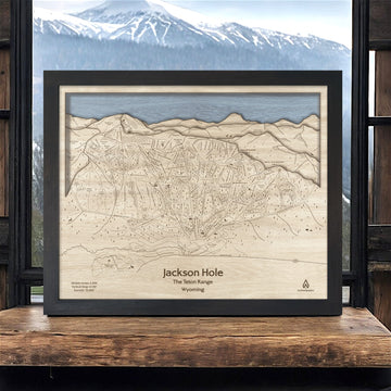 Jackson Hole Wooden Ski Map by Torched Peaks