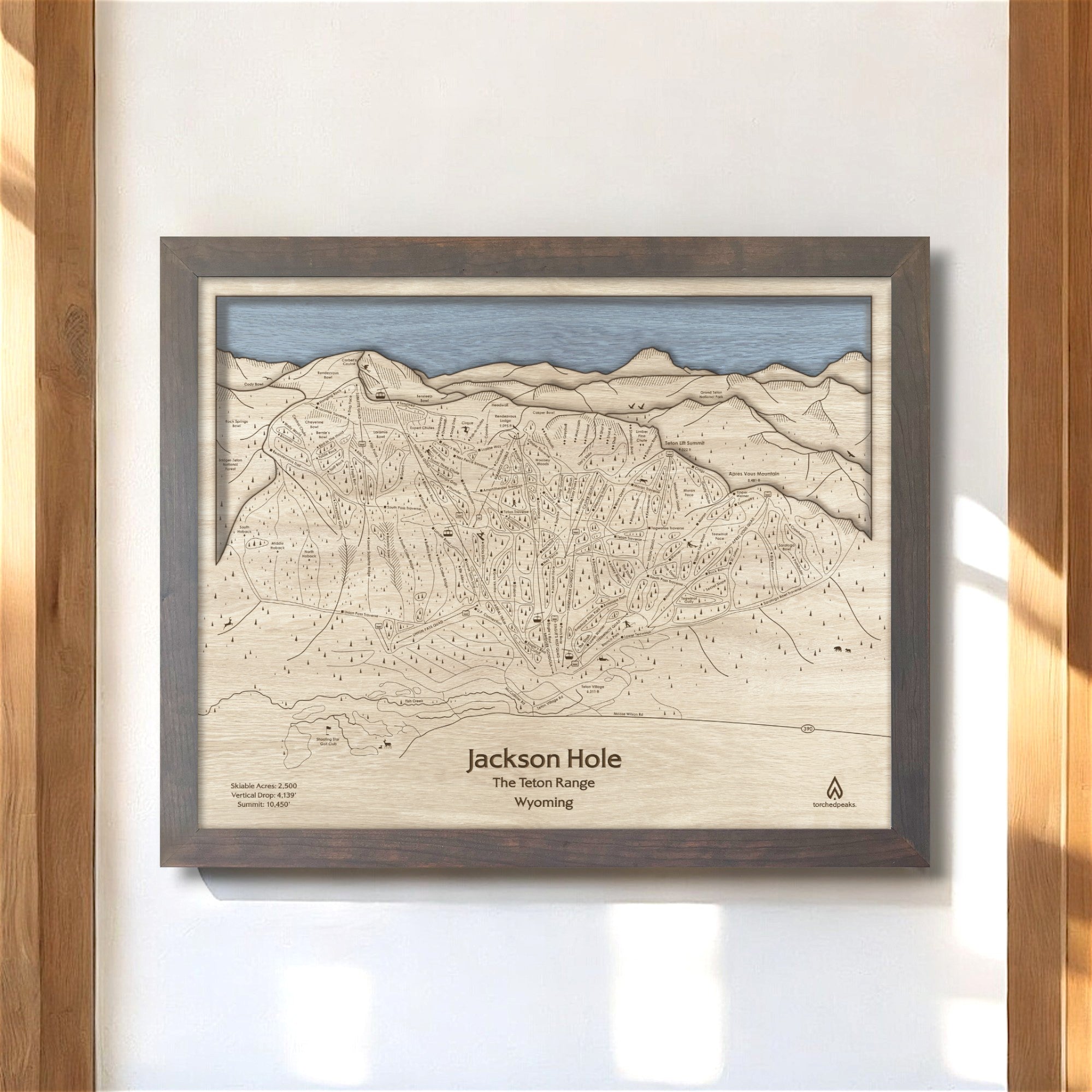 Jackson Hole Art Printed on Wood, Jackson Hole Map