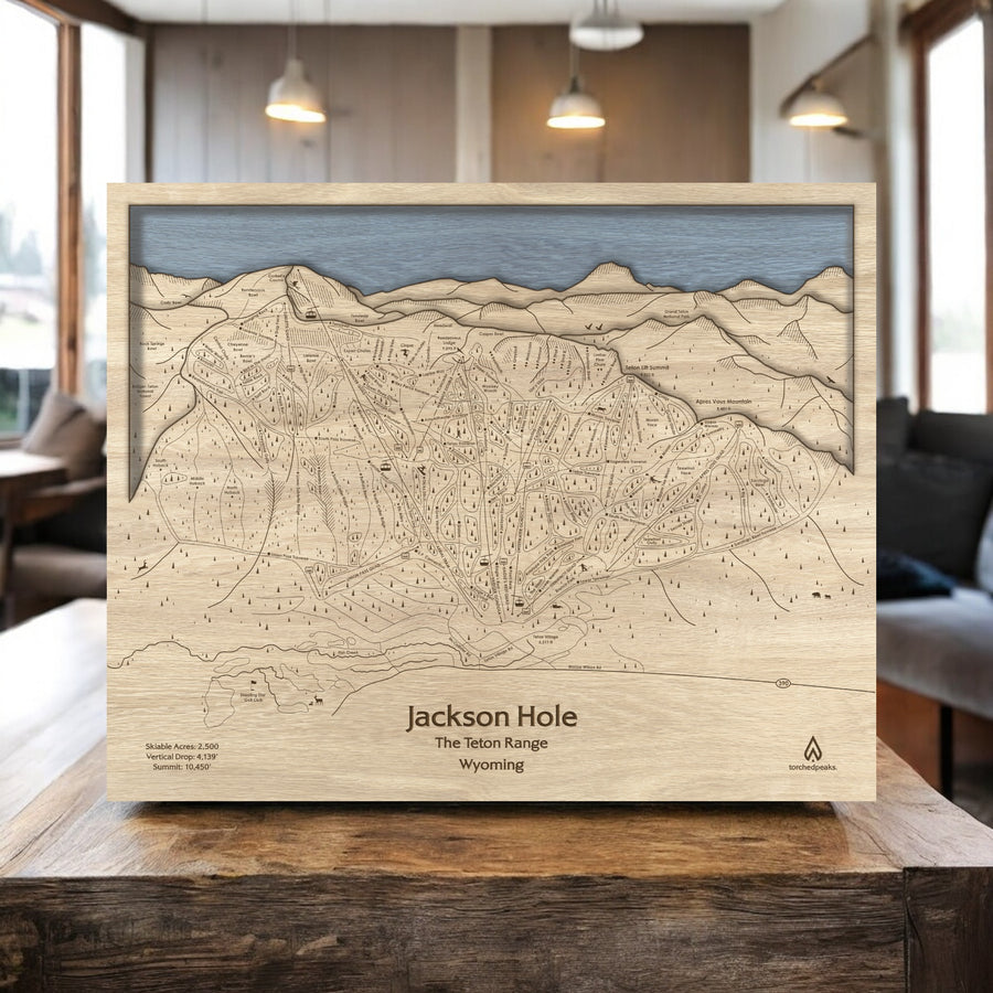 Jackson Hole Wall Map, Jackson Hole Engraved Wooden Map Decor