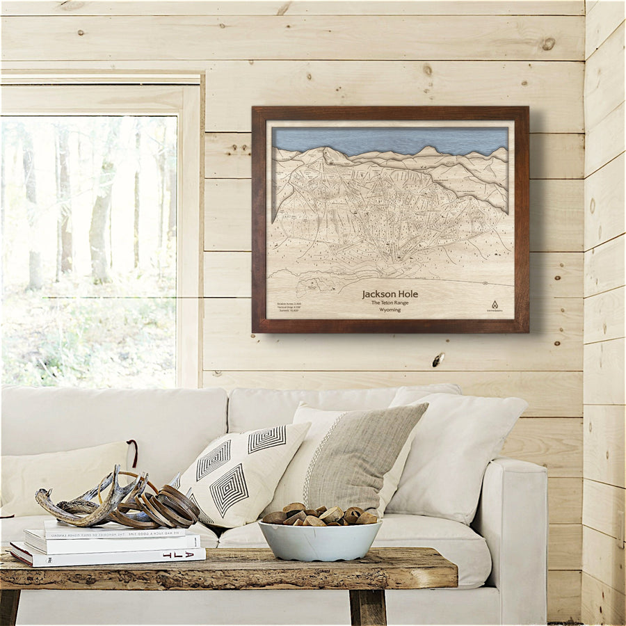 Jackson Hole Wooden Art Print, Ski Map Decor