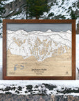 3D Wooden Map of Jackson Hole Ski Resort in Wyoming. 