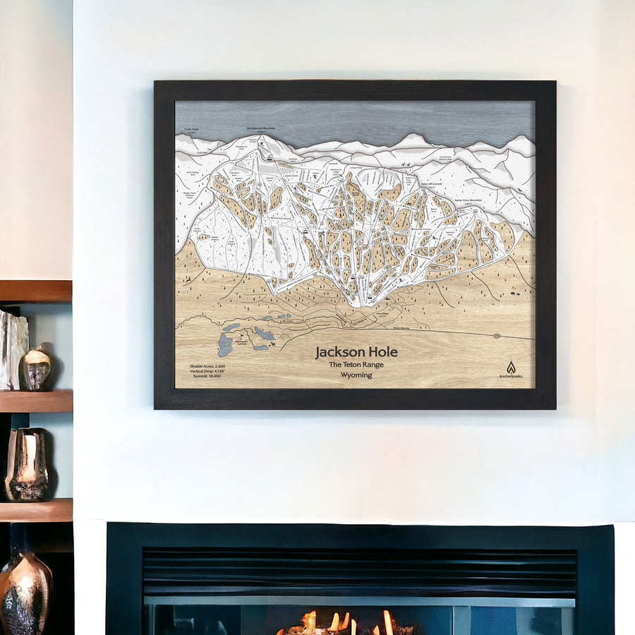 Skiing Wall Art, Skiing Poster of Jackson Hole Trail Map
