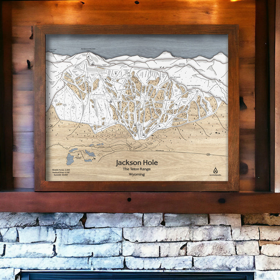 Ski Slope Mountain art featuring the ski trails of Jackson Hole Mountain