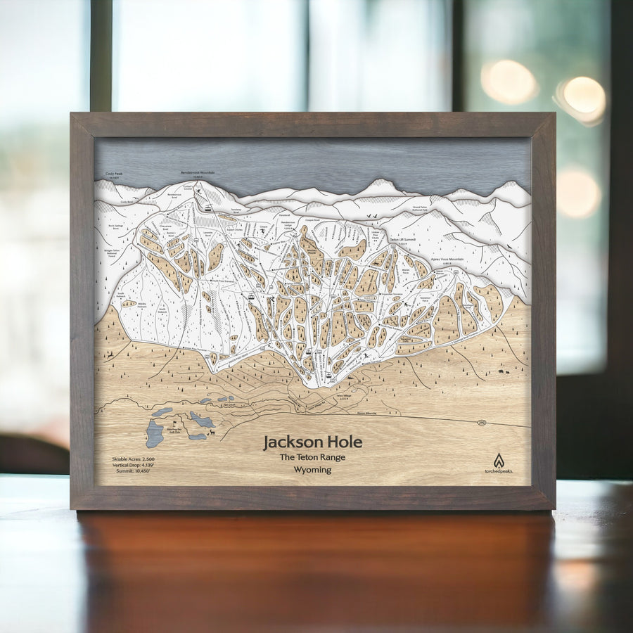 Jackson Hole 3D Wood Layered Map by  Torched Peaks / Artist: Shawn Orecchio