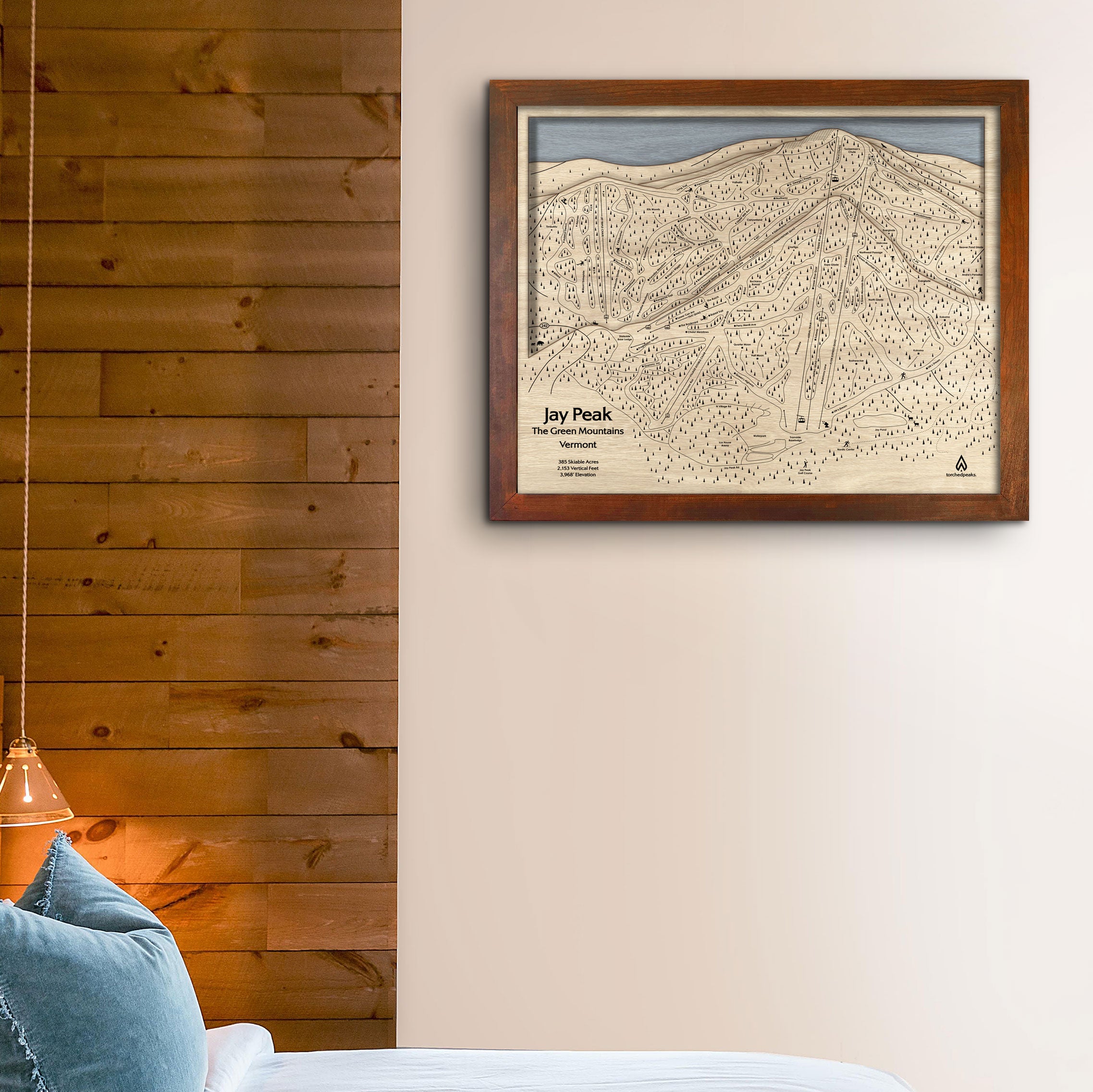 Jay Peak VT Ski Trail Map | 3D Wooden Layered Map, Skiing Decor