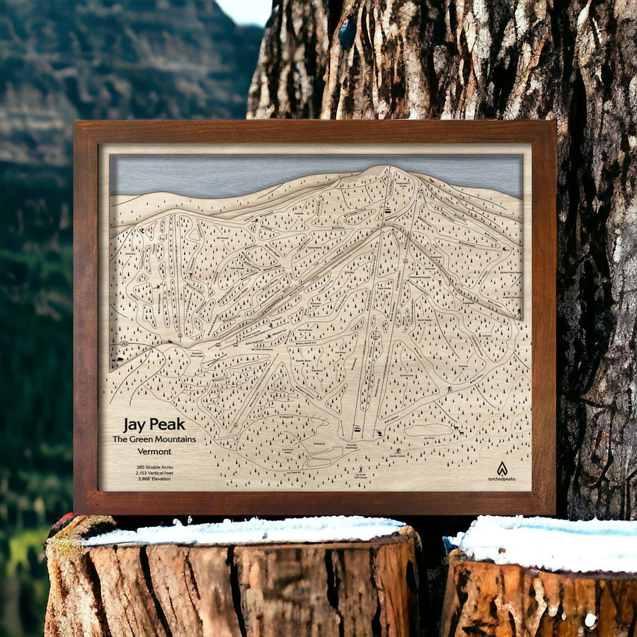 Bestselling Jay Peak 3D Wood Map, Framed Wall Art for skiers
