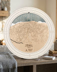 Handcrafted Killington, Vermont ski map cribbage board in Arctic White displayed in a bright mountain home.