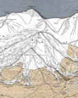 Les Trois Vallées, Val Thorens, Les Menuires, Meribel, Courchevel, Wooden Ski Resort Map Art,