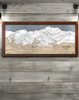 Les Trois Vallées, Val Thorens, Les Menuires, Meribel, Courchevel, Wooden Ski Resort Map Art, Framed Ski Slope Mountain Art