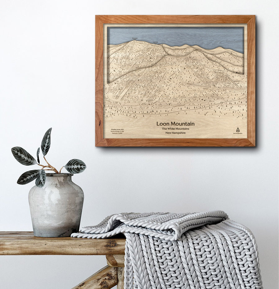 Loon Mountain Ski Trail Map | 3D Wood Ski Slope Mountain Art, Perfect Gift for Skiers