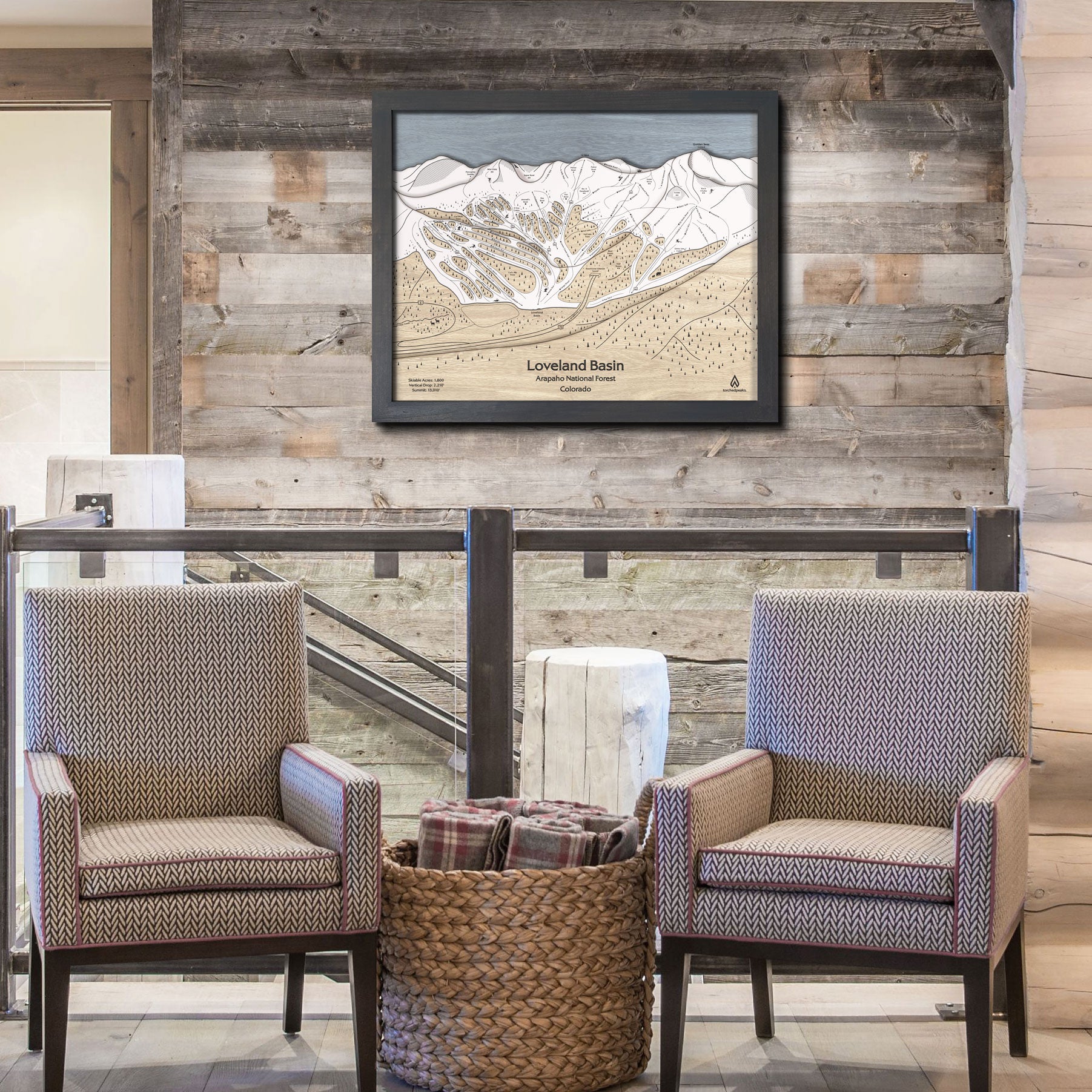 Loveland Colorado Wooden Ski Trail Map 