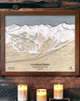 Loveland Basin, Colorado Ski Trail Map, Framed Wooden Mountain Art
