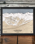Loveland Mountain Colorado, Ski Trail Maps engraved in Wood, Designed by Artist: Shawn Orecchio