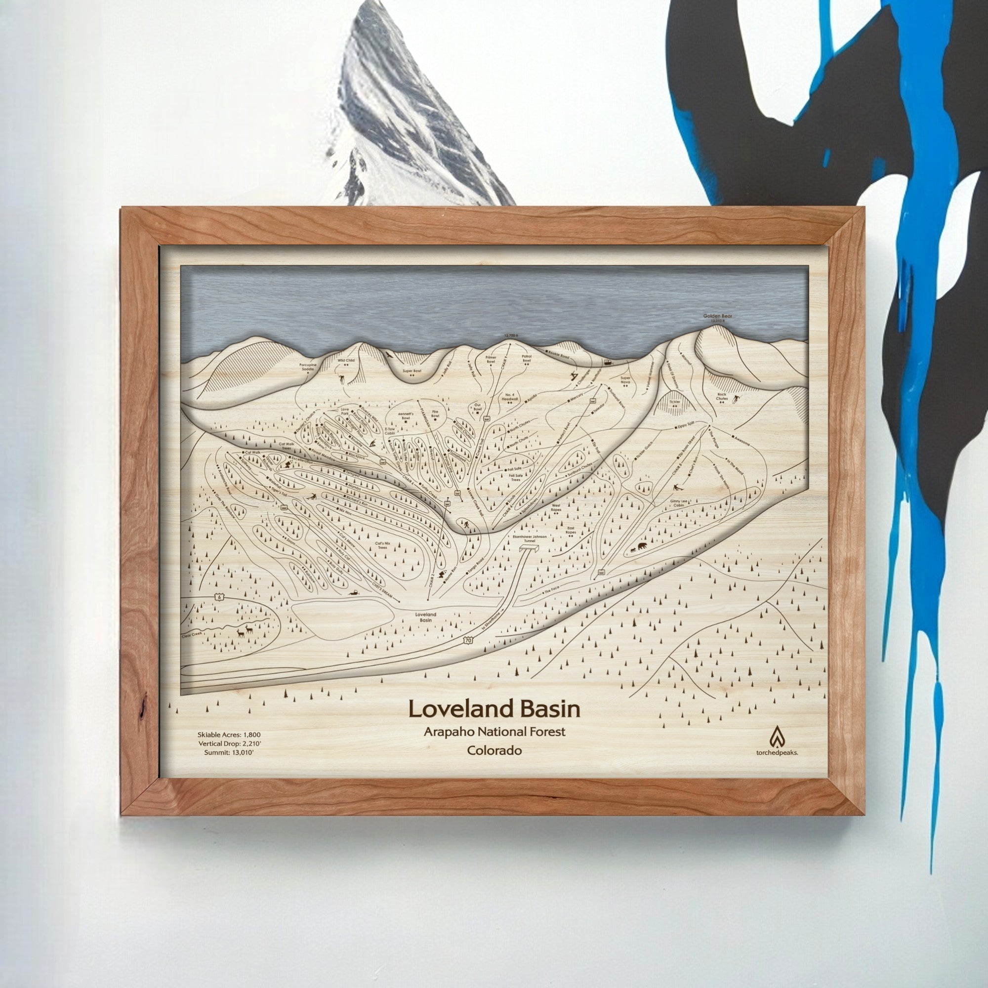 Loveland Ski Resort Map Art, Ski Cabin Decor, Framed Wall Art