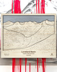 Loveland Colorado Handcrafted Wood map, Laser-engraved skiing art, Better than a poster. 