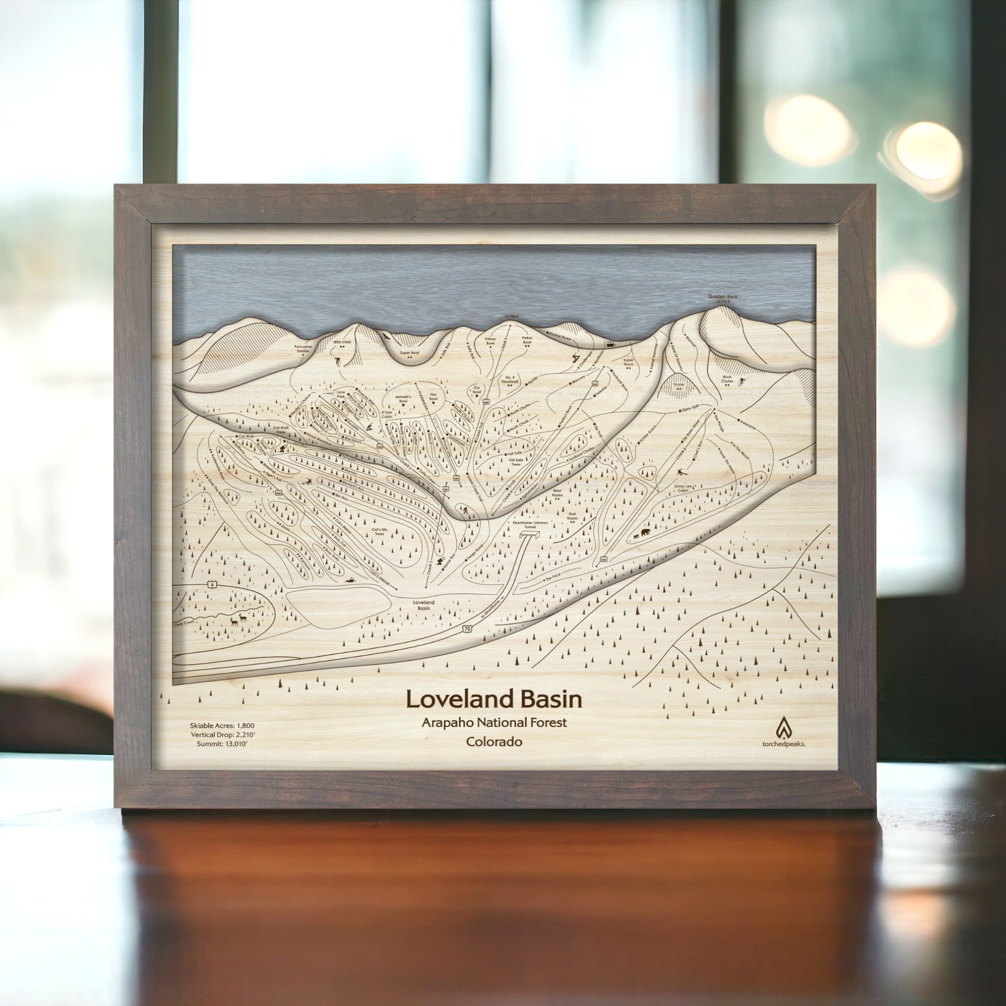 Loveland Wooden Map, Ski Resort Trail Map Art